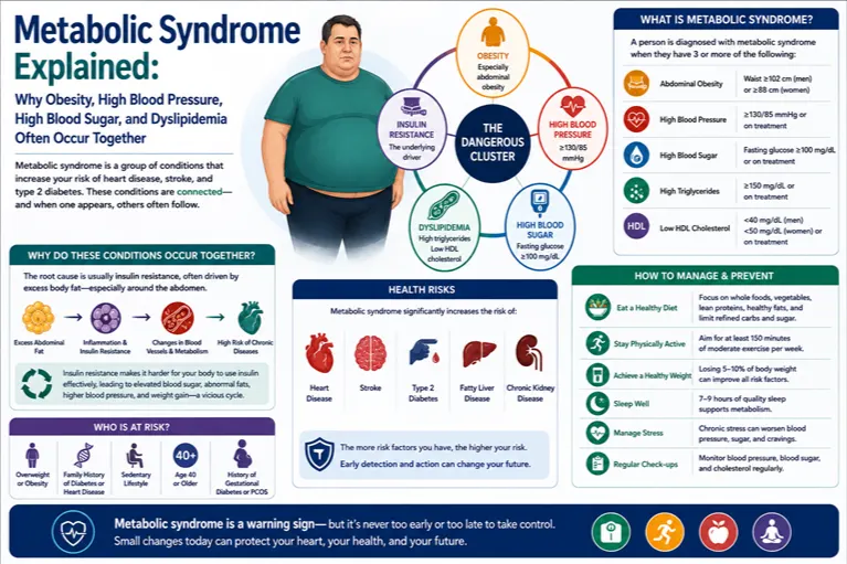 Metabolic Syndrome Explained: Why Obesity, High Blood Pressure, High Blood Sugar, and Dyslipidemia Often Occur Together